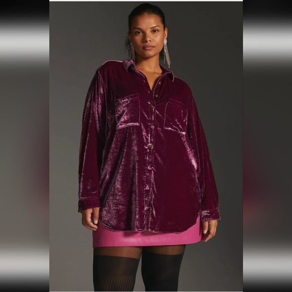 Pilcro Tops - Anthrpologie Pilcro Velvet Relaxed Fit Whimsigoth Button Up, 1X